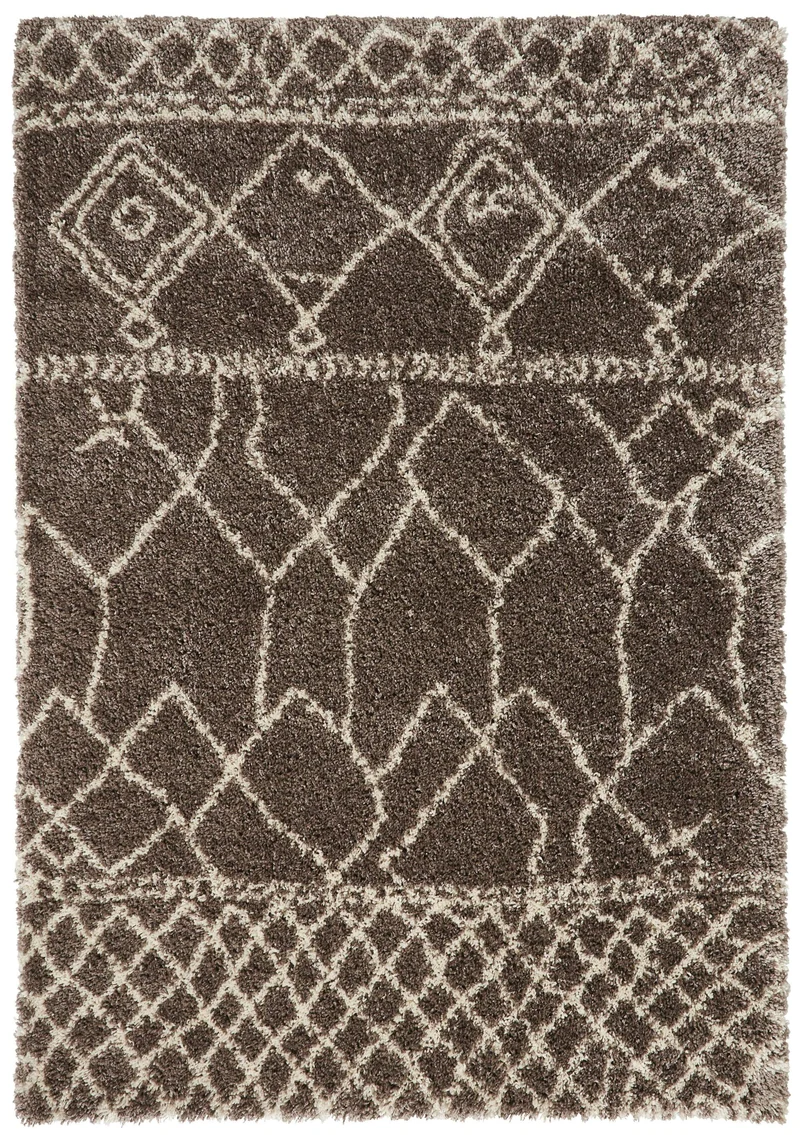 Tapis Shaggy Beige motif Berbère SCANDI BERBER