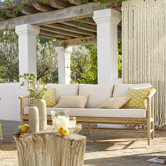 Canapé de jardin Loberon ROSELVA rotin 3 places
