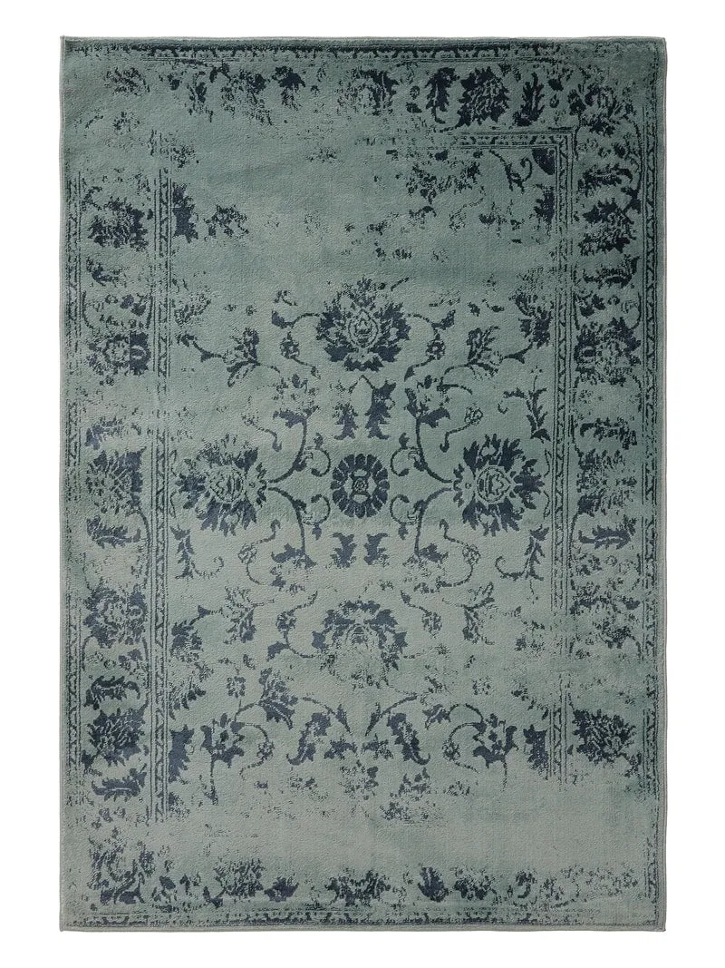 Tapis vintage motif floral vert et bleu 60x120 cm