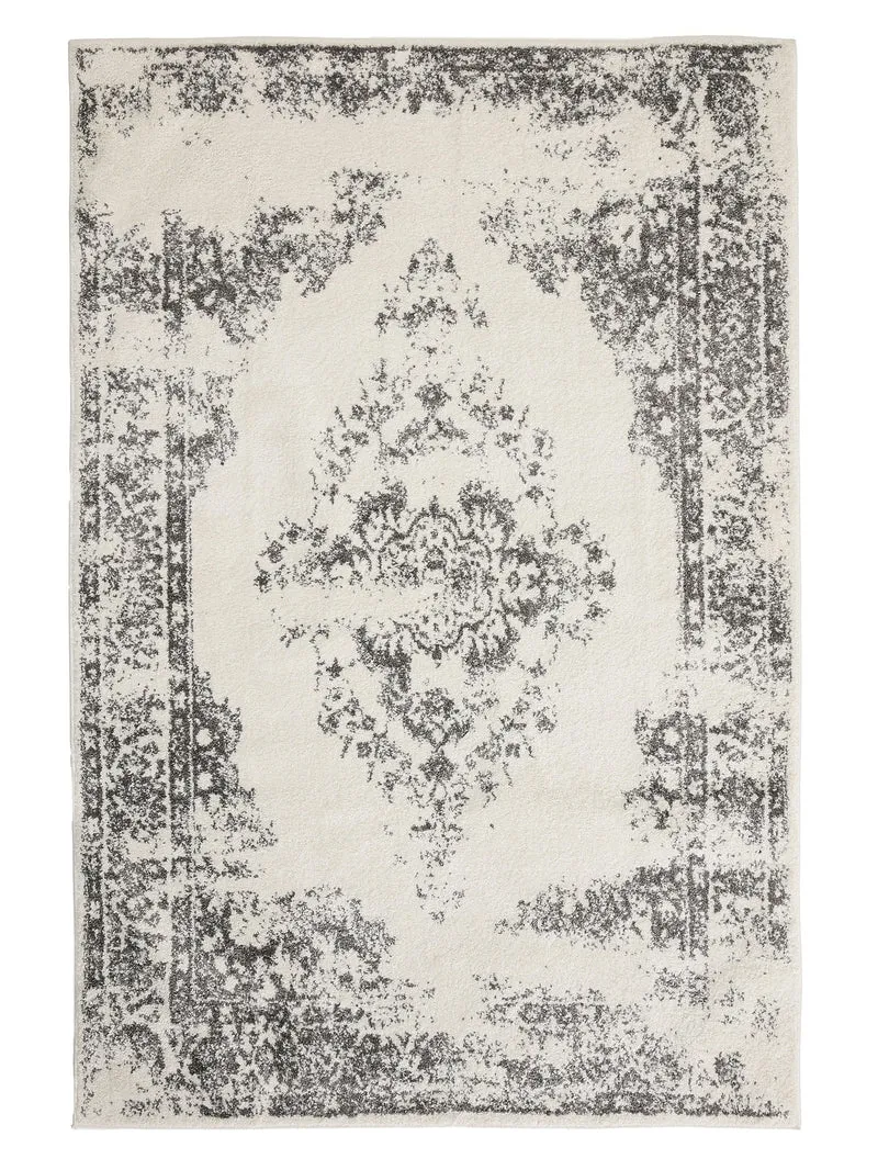 Tapis vintage motif oriental beige et gris 80x150 cm