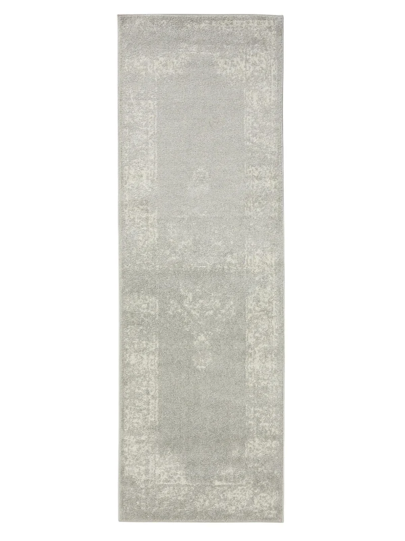 Tapis vintage motif oriental de couloir taupe 80x240 cm