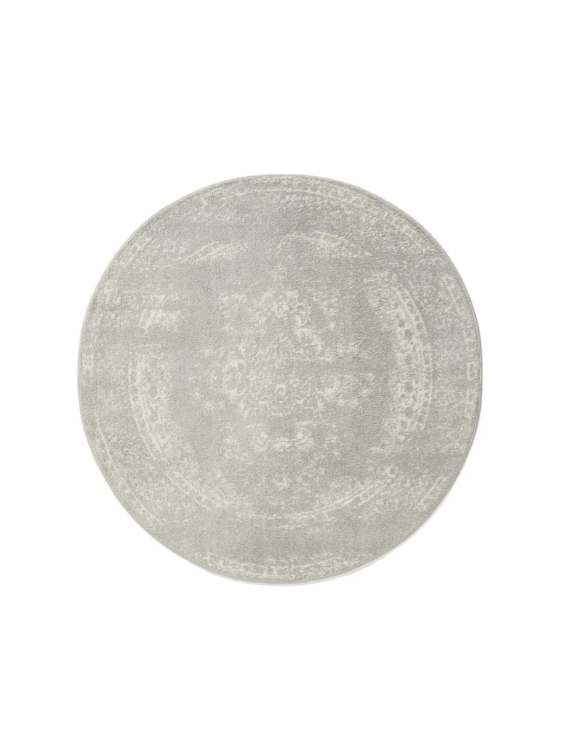 Tapis vintage motif oriental rond taupe 160 cm de diamètre