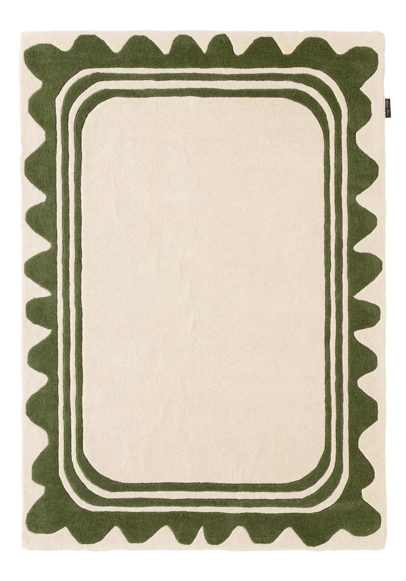 Cèdre blanc – Tapis en laine wavy – vert