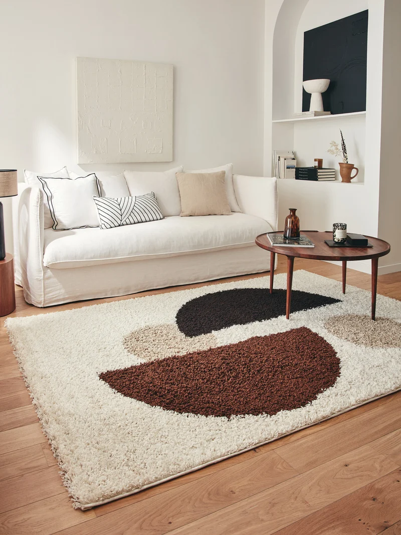 PALERME - Tapis à poils longs motif géométrique - PAL1064MAR