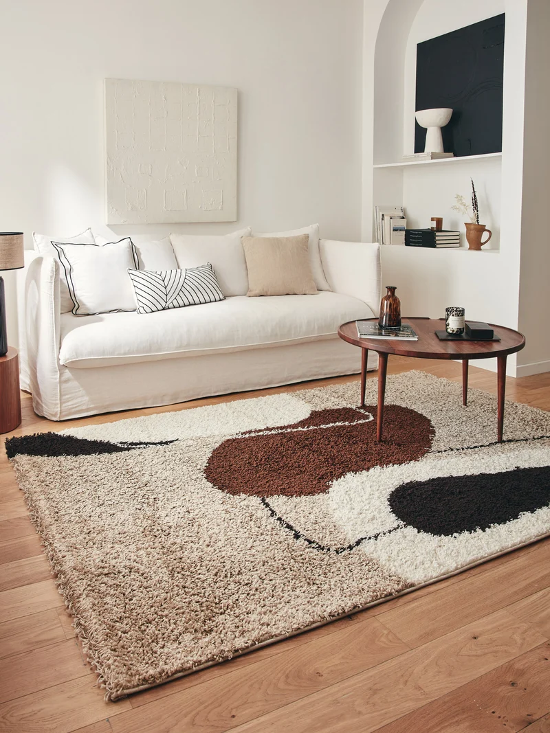 PALERME - Tapis à poils longs motif artistique - PAL1062MAR
