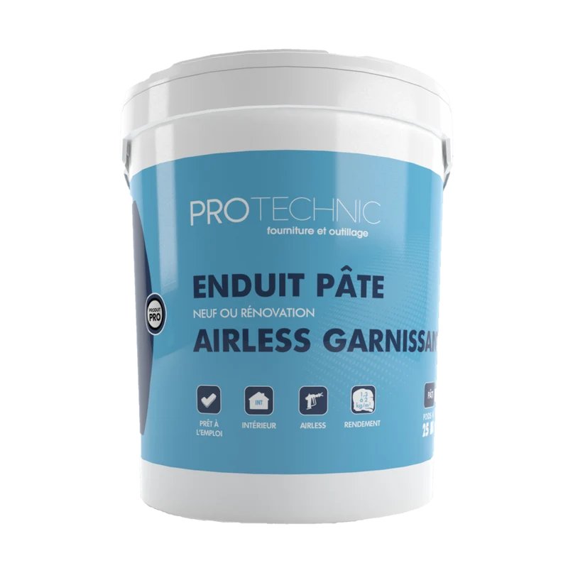 Enduit pelliculaire en pâte Airless garnissant pour intérieur; prêt à l'emploi pour application avec pistolet à peinture.