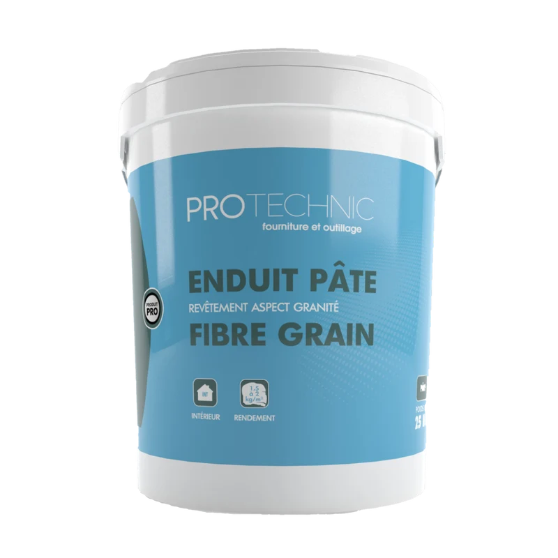 Enduit en pâte fibré grain de finition décoratif aspect granité prêt à l'emploi pour intérieur.