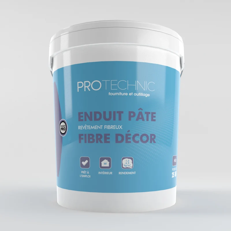 Enduit en pâte fibré décor de finition décoratif à base de fibre de cellulose pour intérieur.