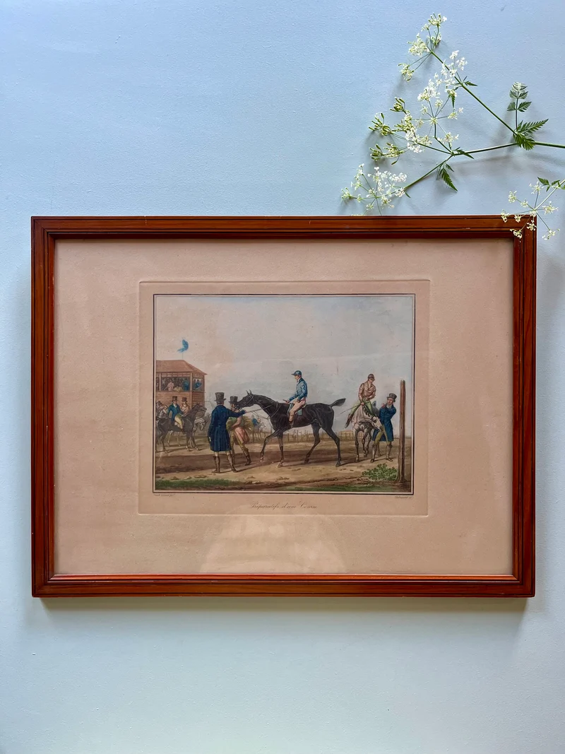 Lithographie en couleur Carle Vernet - Debucourt - « Préparatifs d’une course »