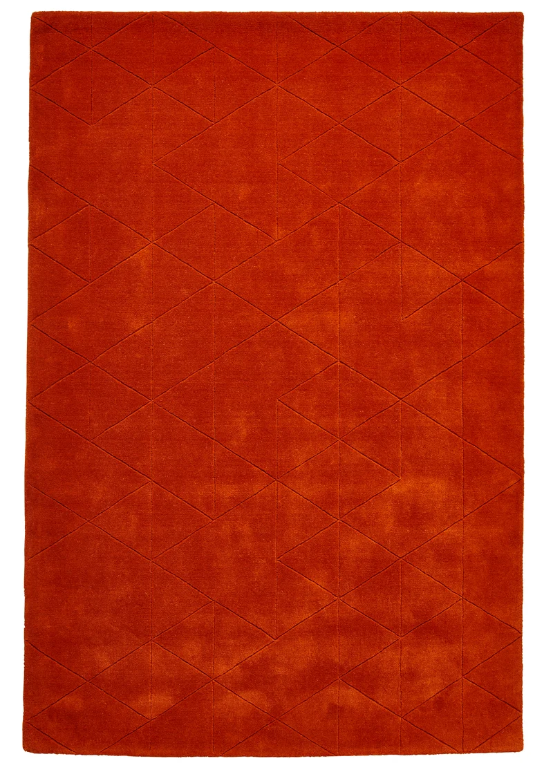 Tapis rouge uni en laine fait main KASBAH
