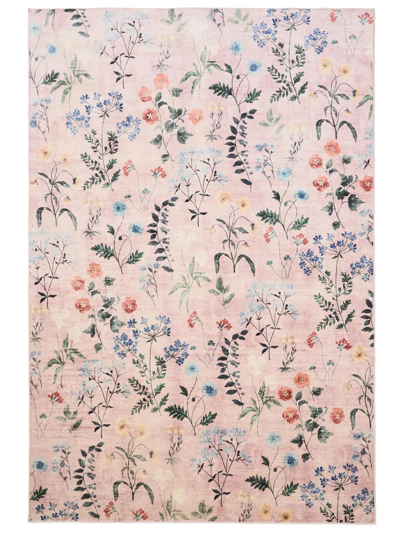 Tapis rétro motif à fleurs multicolore et rose 160x230 cm