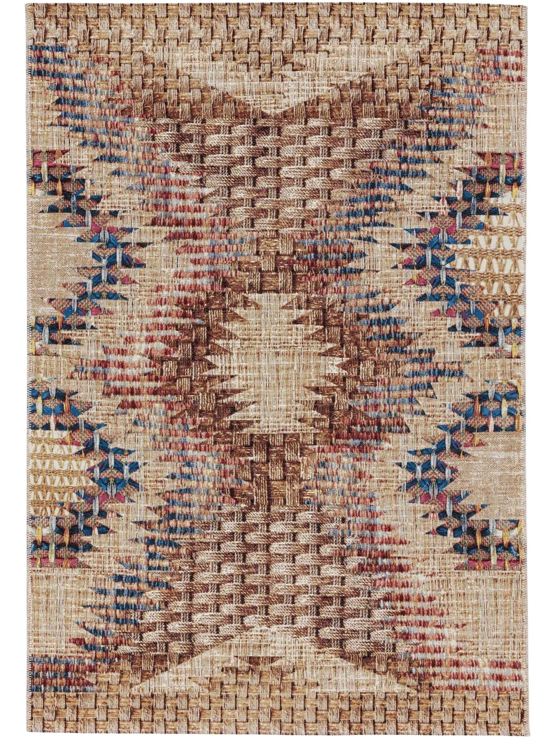 Tapis ethnique imprimé tressé multicolore d'intérieur et d'extérieur 120x180 cm