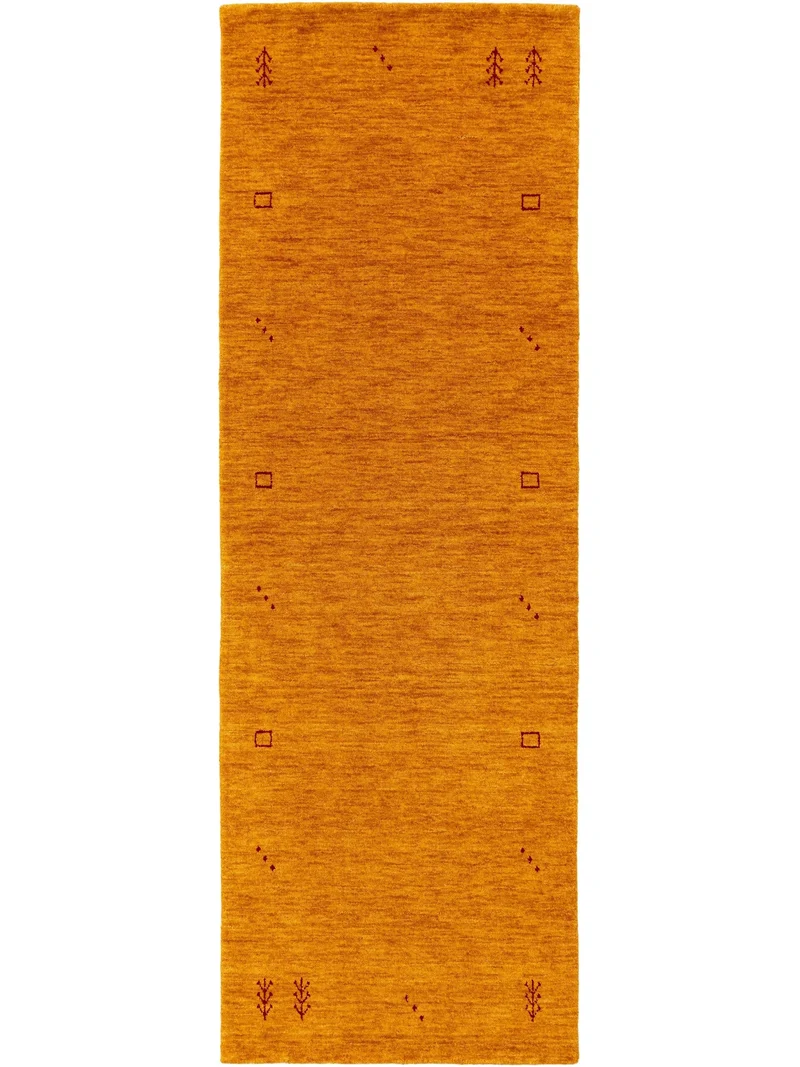 Tapis moderne motif ethnique descente de lit orange en laine 80x250 cm