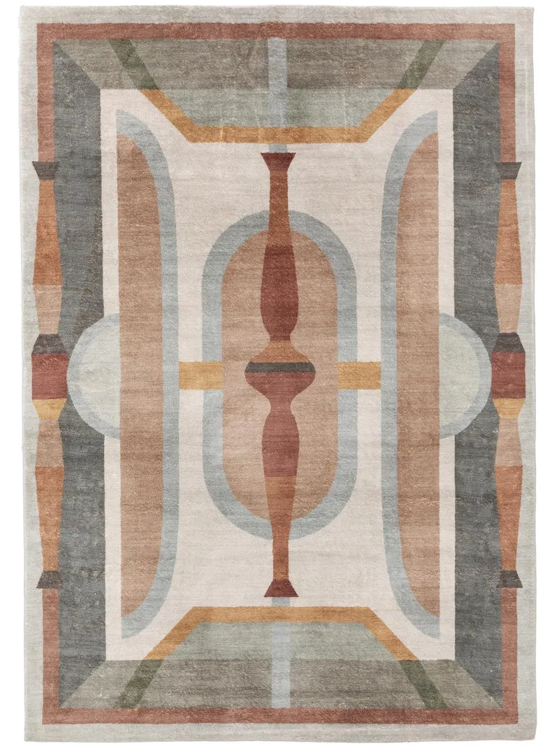 Tapis vintage géométrique multicolore et marron 250x350 cm