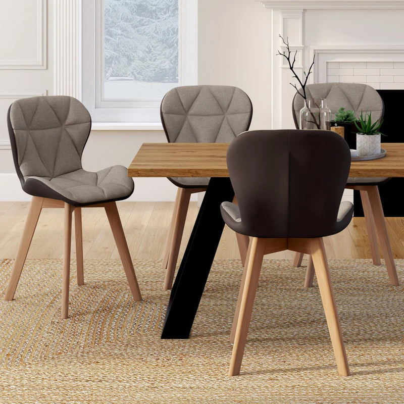 Lot de 4 chaises Gladys taupe et marron