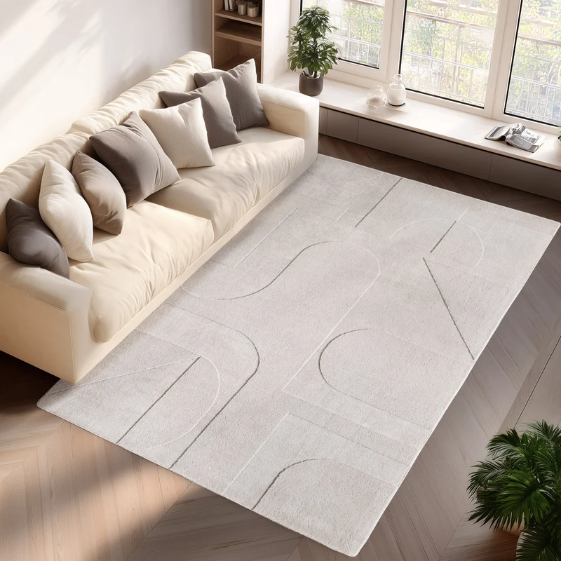 LENNY - Tapis de salon Crème au motif Artistique - LEN1614CRE