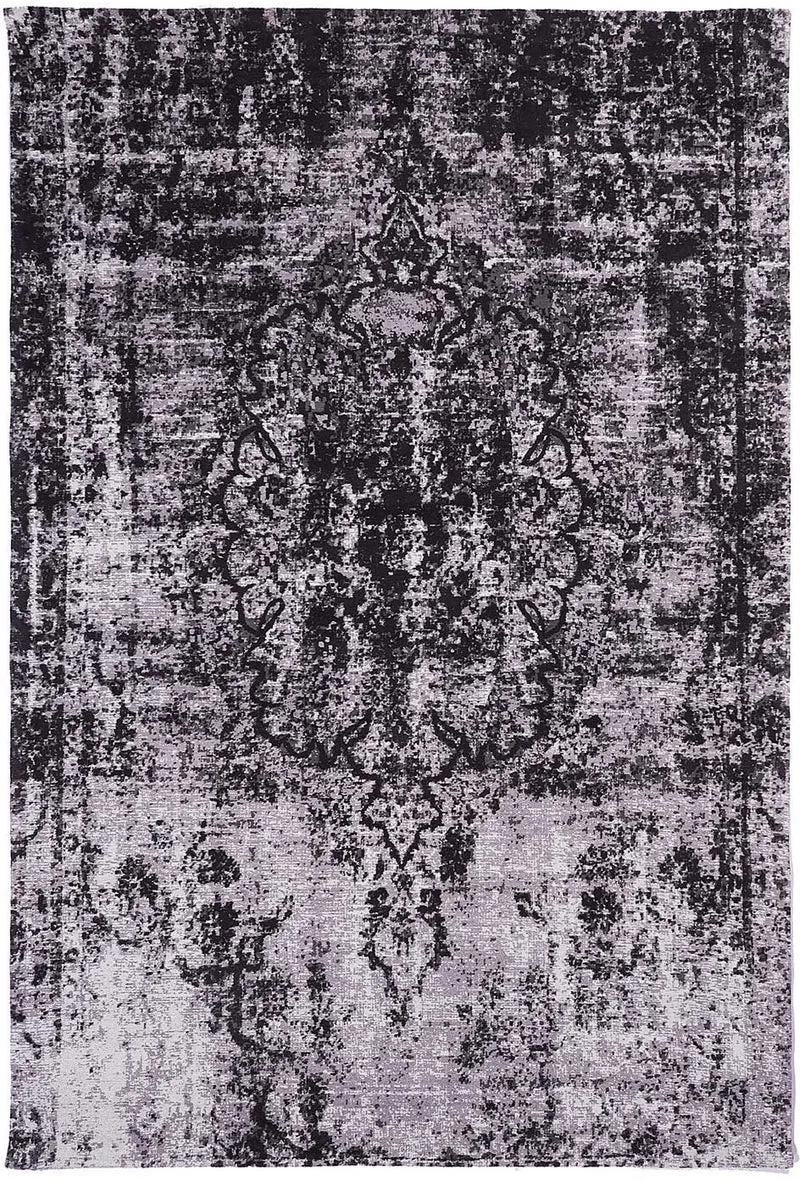 Tapis Rétro-Vintage Noir kilim fait main MEDAILLON