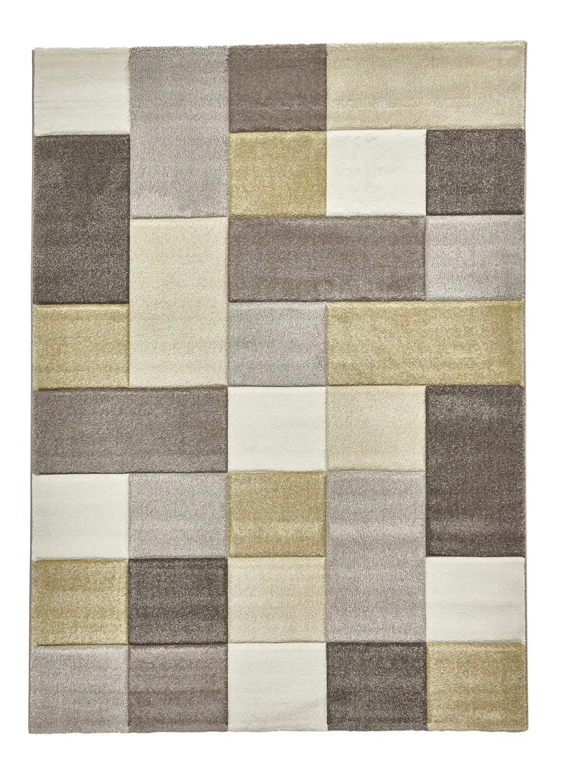 Tapis Jaune effet Patchwork BROOKLYN 646