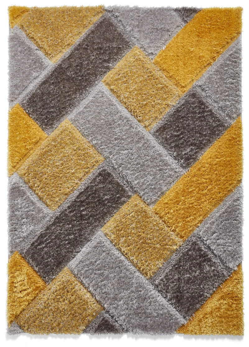 Tapis Jaune et gris pour salon style shaggy OLYMPIA
