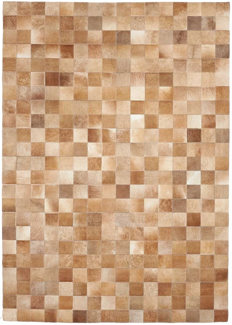 Tapis kilim Beige en cuir OLINDA