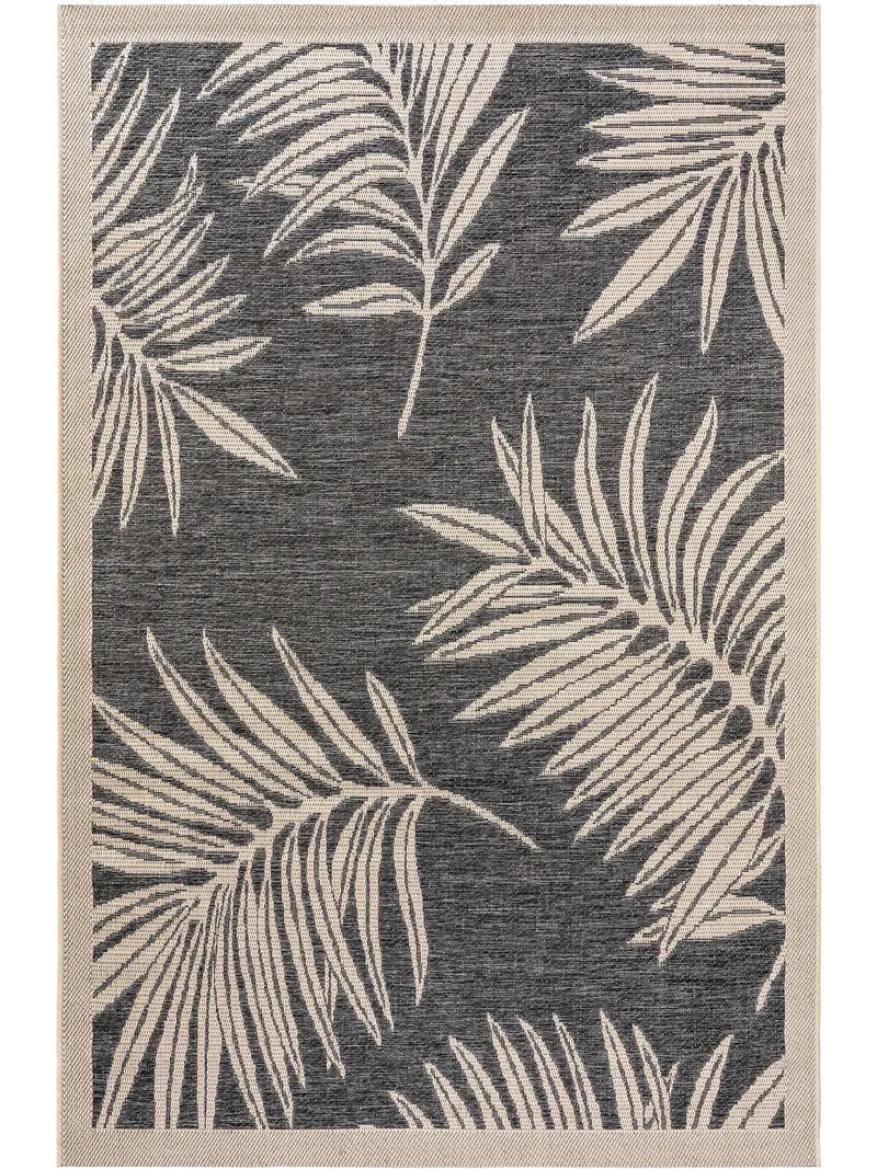 Tapis moderne motif à fleurs gris et beige d'intérieur et d'extérieur 160x230 cm