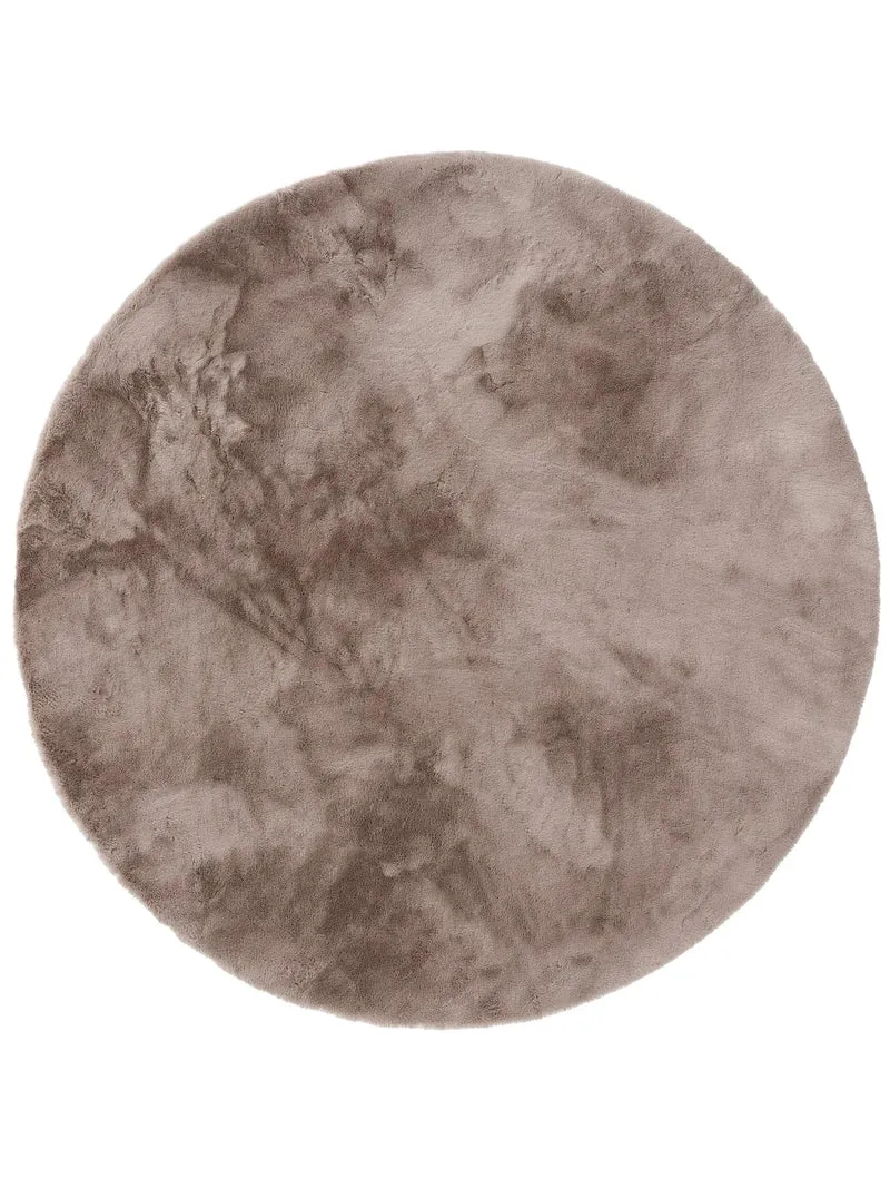 Tapis shaggy fausse fourrure rond taupe 180 cm de diamètre