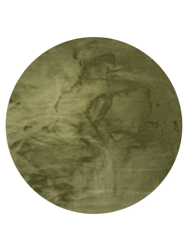Tapis shaggy fausse fourrure rond vert 180 cm de diamètre