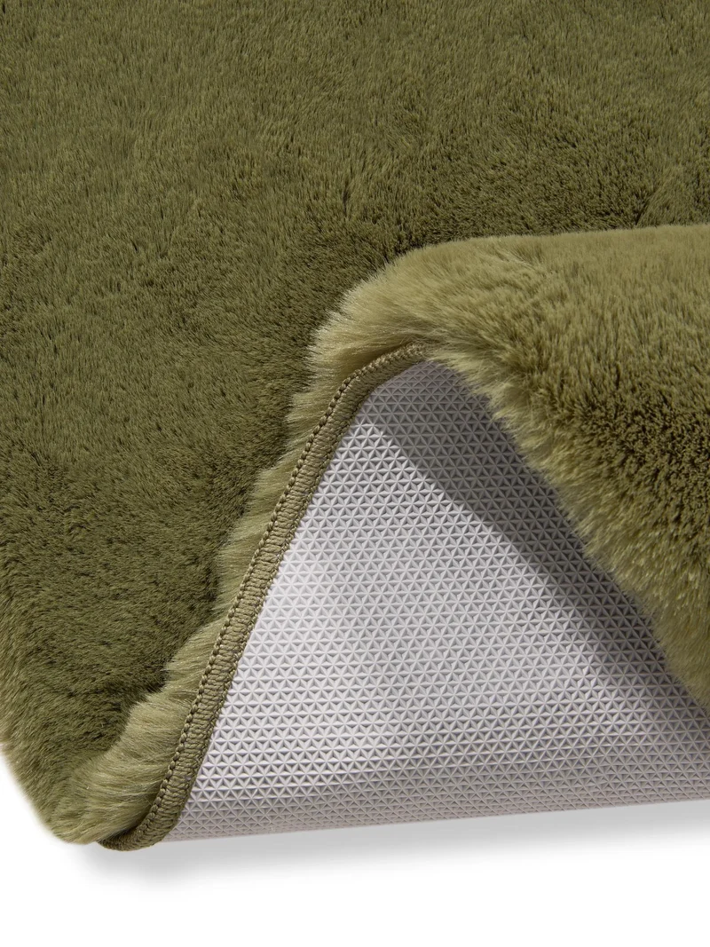 Tapis shaggy fausse fourrure rond vert 180 cm de diamètre