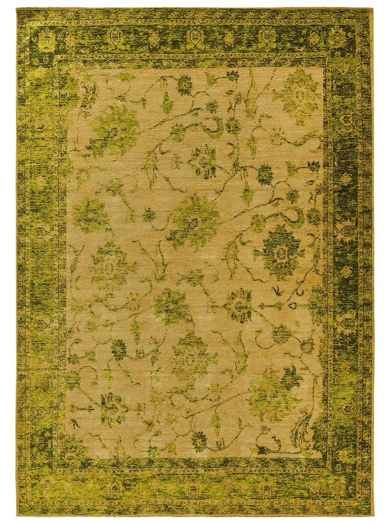 Tapis vintage motif floral vert pistache 80x165 cm
