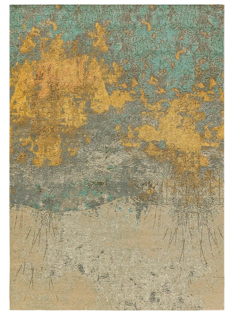 Tapis patchwork vintage marron et gris 80x165 cm
