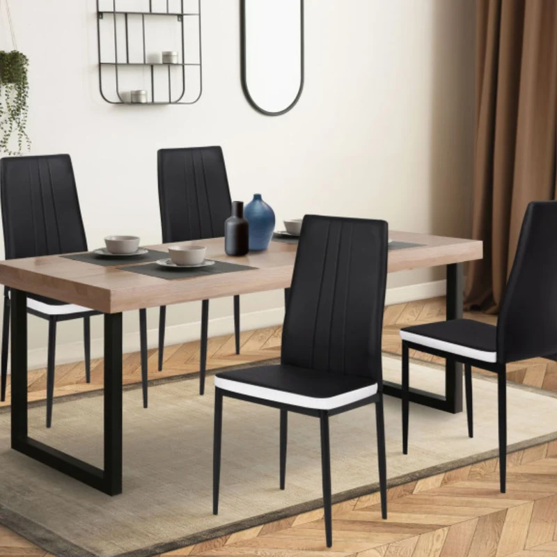 Lot de 4 chaises Jodie Noir/Blanc