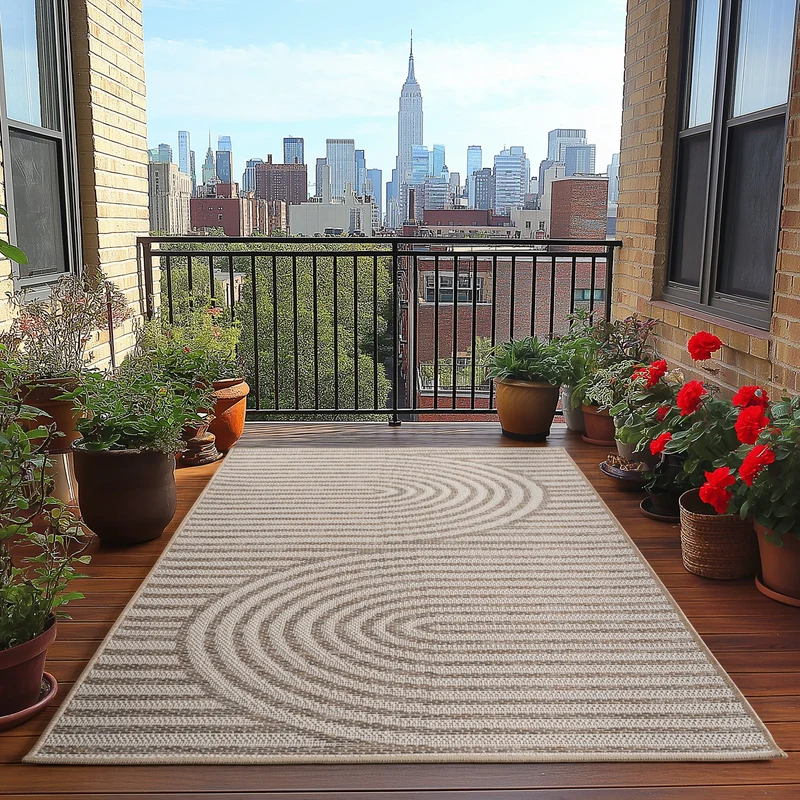 TENERIFE - Tapis Intérieur/Extérieur Beige à Motif Géométrique - TEN1301BEI