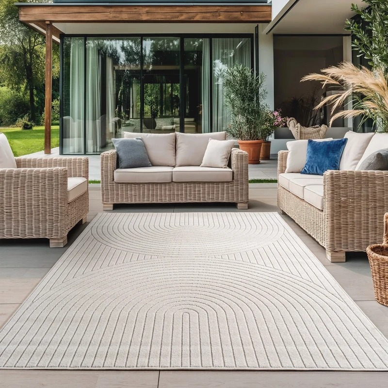 ALVORA - Tapis intérieur/extérieur crème à motif géométrique - ALV1201CRE