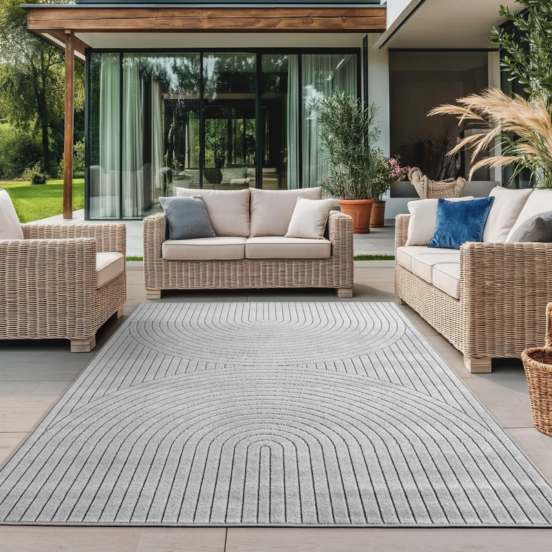 ALVORA - Tapis intérieur/extérieur gris à motif géométrique - ALV1201GRI