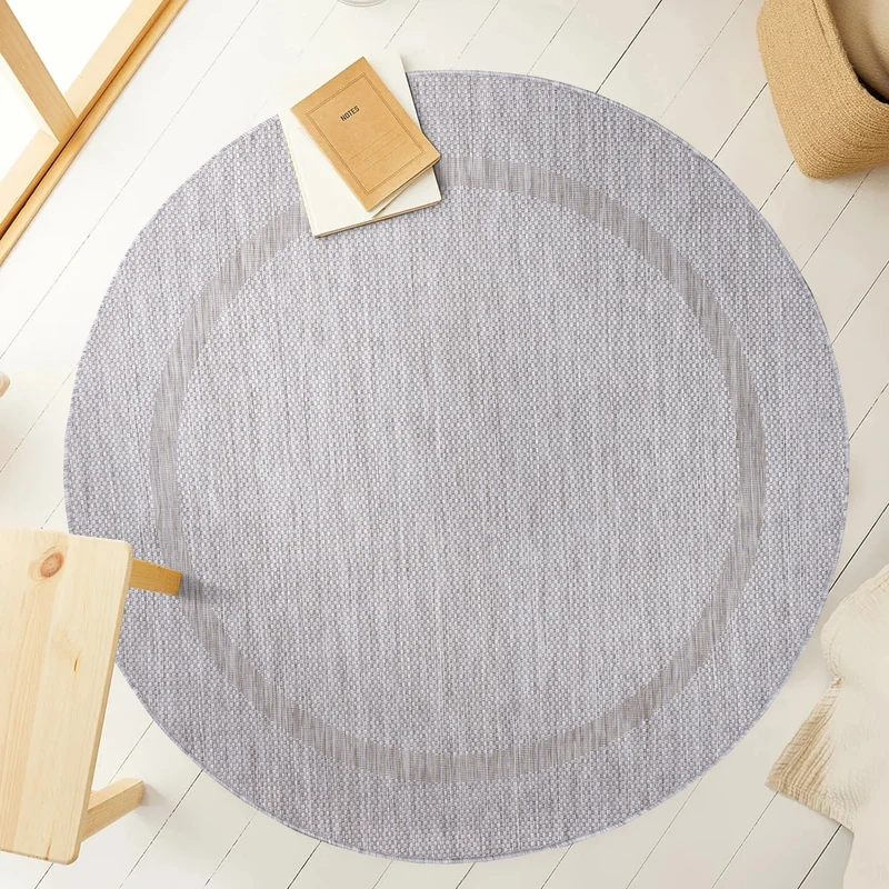 FARO - Tapis intérieur extérieur rond à motif - FAR4311SIL