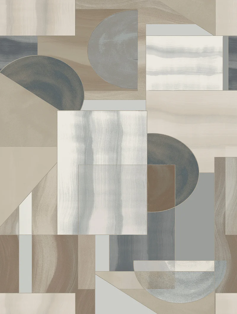 Papier peint panoramique motifs graphiques L'Architecte distrait (Collection Empreinte)