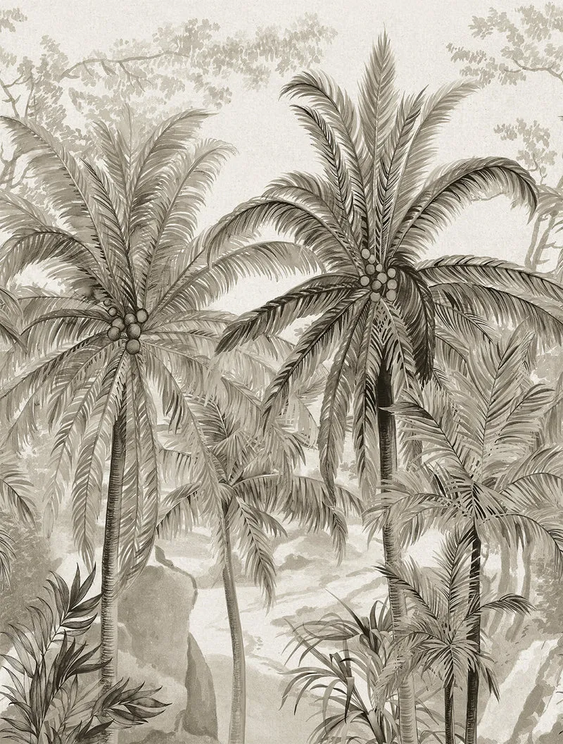 Papier peint panoramique cocotiers L'île Bourbon (Collection Empreinte)