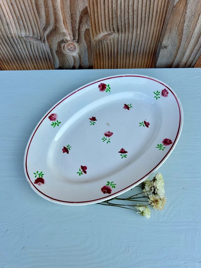 Plat oval fleuri Badonviller