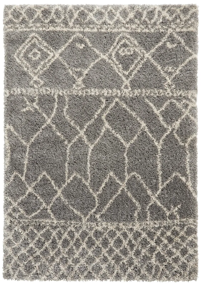 Tapis Gris Shaggy motif Berbère SCANDI BERBER