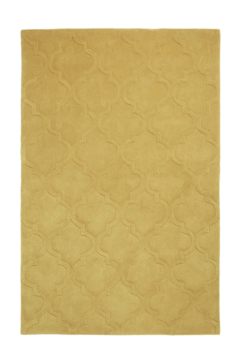Tapis Jaune motif baroque uni tufté main HONG KONG