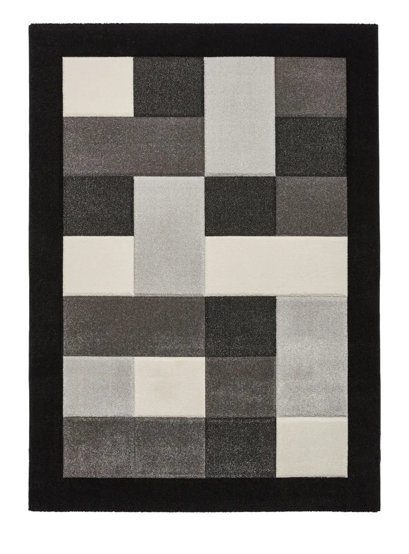 Tapis Gris Graphique style Patchwork BROOKLYN BRK04