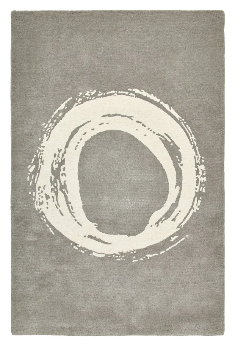 Tapis Gris design rond abstrait en laine ELEMENTS EL1095
