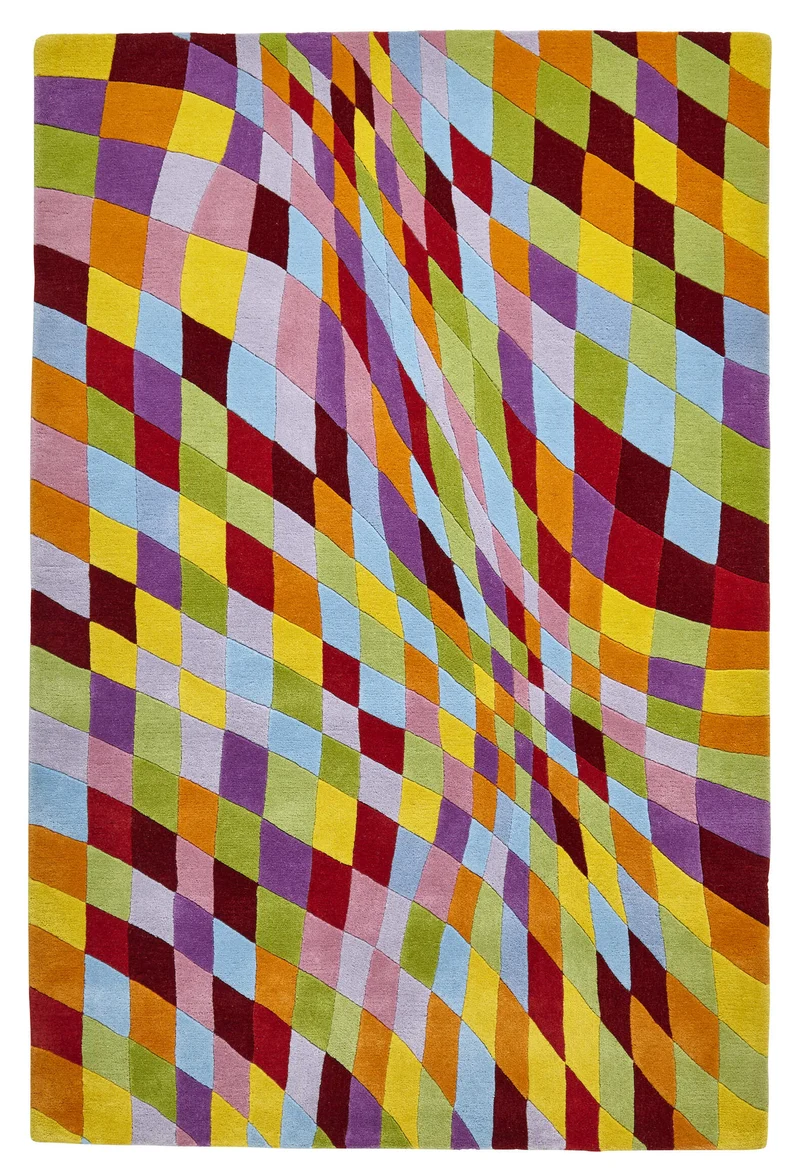 Tapis Multicolore en laine tufté main graphique PRISM