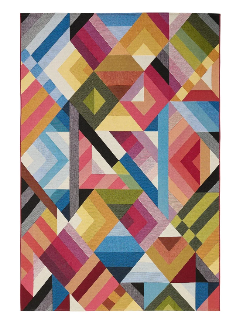 Tapis patchwork géométrique multicolore d'intérieur et d'extérieur 80x165 cm