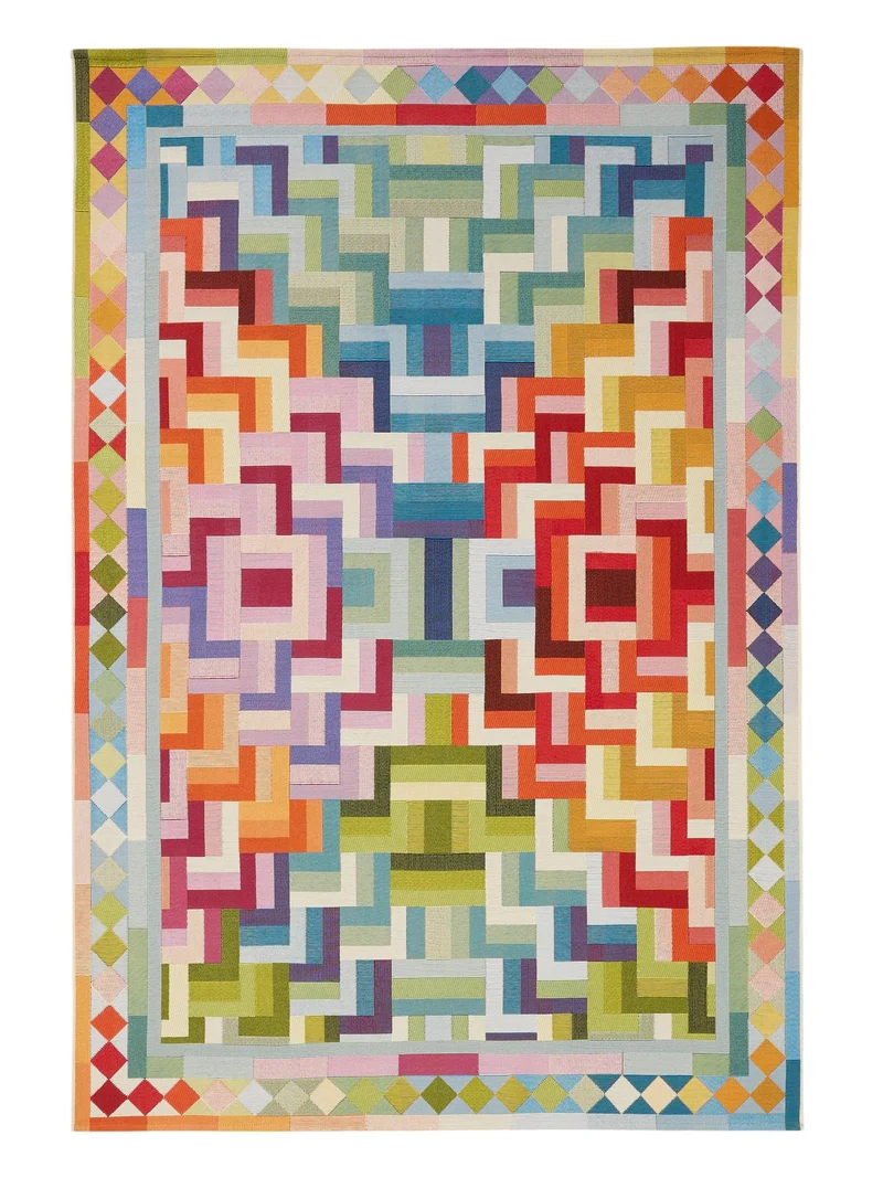 Tapis patchwork oriental multicolore d'intérieur et d'extérieur 80x165 cm