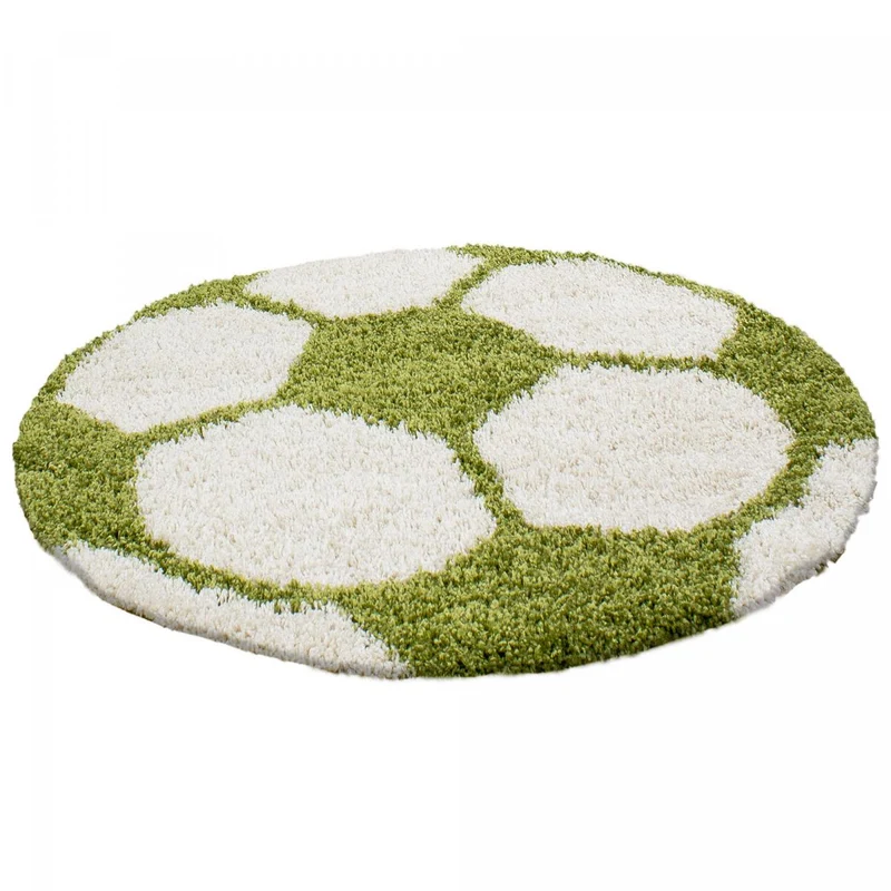 Tapis Enfant Rond Vert Motif Football 100x100 cm – Jadorel