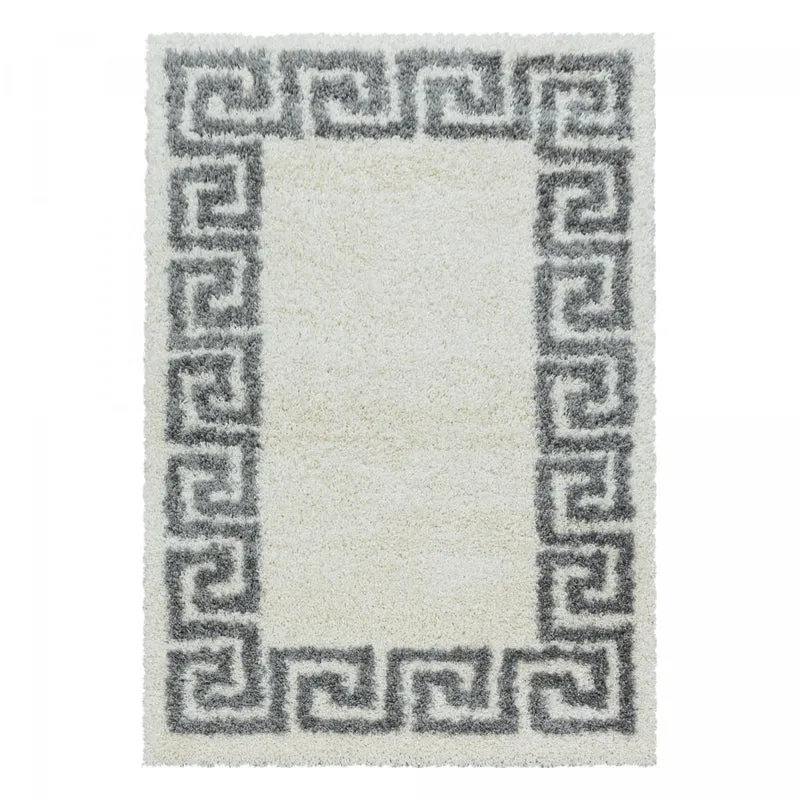 Tapis Shaggy Crème He en Polypropylène 120x120 cm – Jadorel
