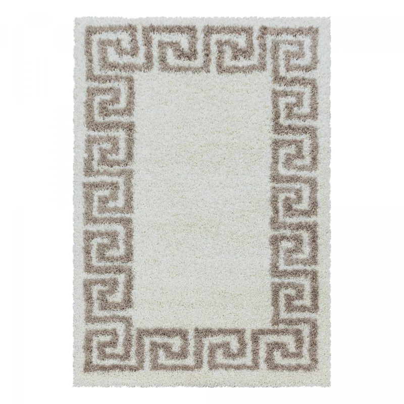 Tapis Shaggy Beige He en Polypropylène 120x120 cm – Jadorel