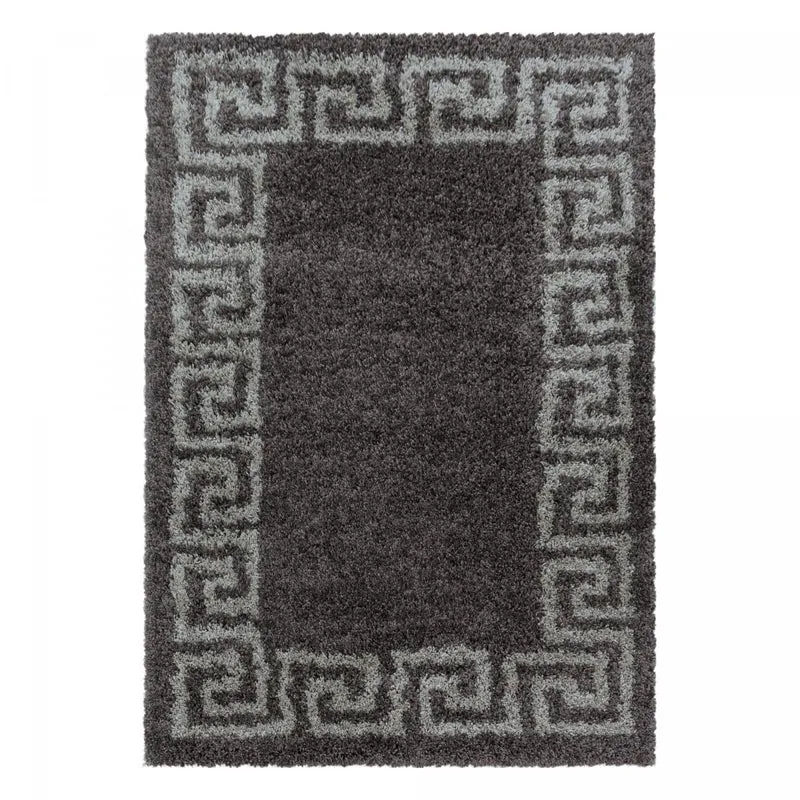 Tapis Shaggy Marron He en Polypropylène 120x120 cm – Jadorel