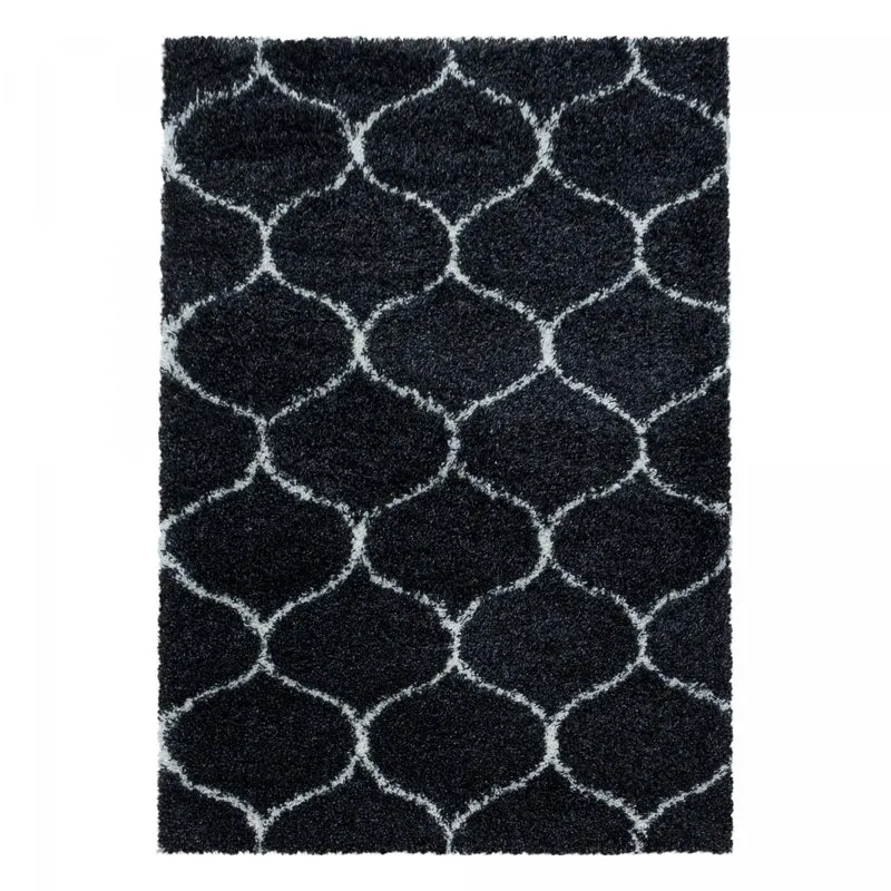 Tapis Shaggy Noir Sa en Polypropylène 120x120 cm – Jadorel